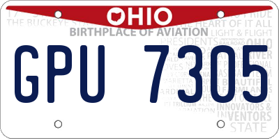 OH license plate GPU7305