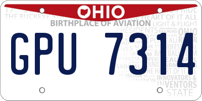 OH license plate GPU7314