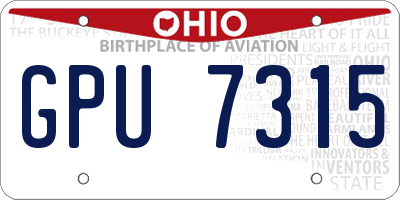 OH license plate GPU7315