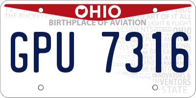 OH license plate GPU7316