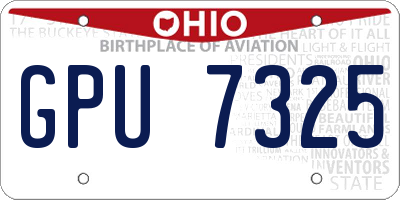 OH license plate GPU7325