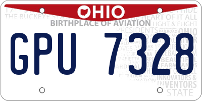 OH license plate GPU7328