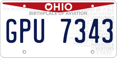 OH license plate GPU7343