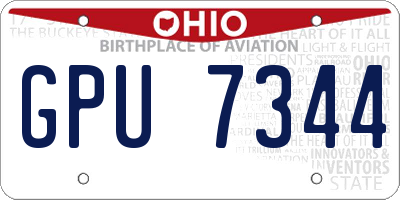 OH license plate GPU7344