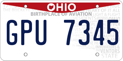 OH license plate GPU7345