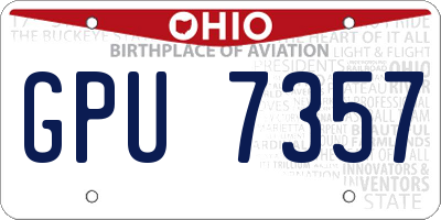 OH license plate GPU7357