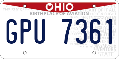 OH license plate GPU7361