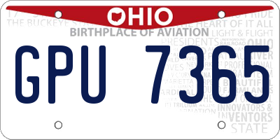 OH license plate GPU7365
