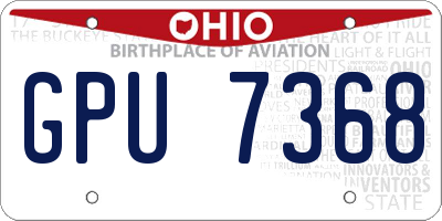 OH license plate GPU7368