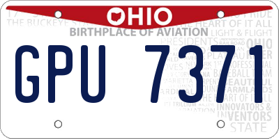 OH license plate GPU7371