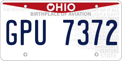 OH license plate GPU7372