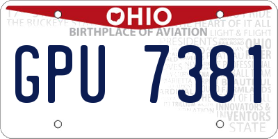 OH license plate GPU7381