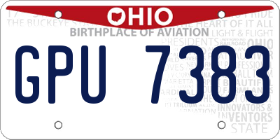 OH license plate GPU7383