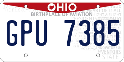 OH license plate GPU7385