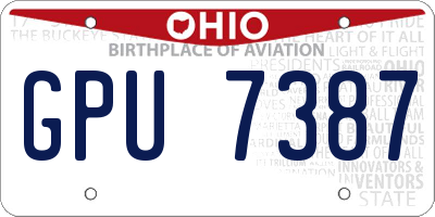 OH license plate GPU7387