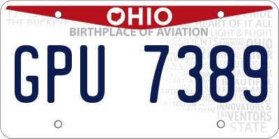 OH license plate GPU7389