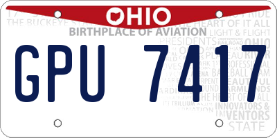 OH license plate GPU7417