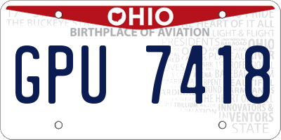 OH license plate GPU7418