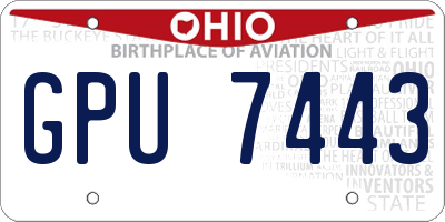 OH license plate GPU7443