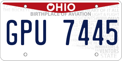 OH license plate GPU7445