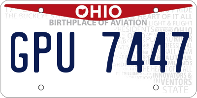 OH license plate GPU7447