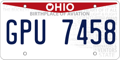 OH license plate GPU7458