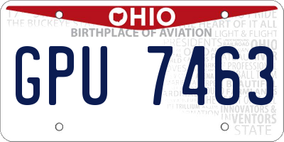 OH license plate GPU7463