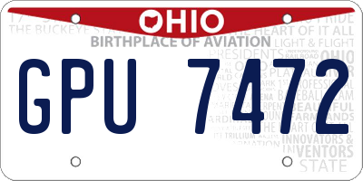 OH license plate GPU7472