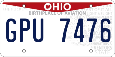 OH license plate GPU7476