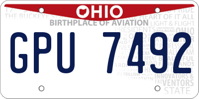 OH license plate GPU7492