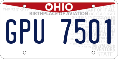OH license plate GPU7501