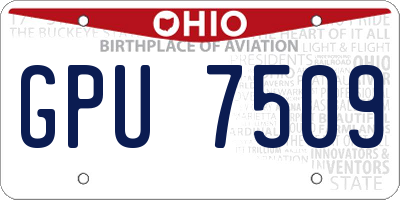 OH license plate GPU7509