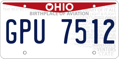 OH license plate GPU7512