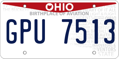OH license plate GPU7513