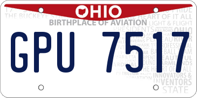 OH license plate GPU7517