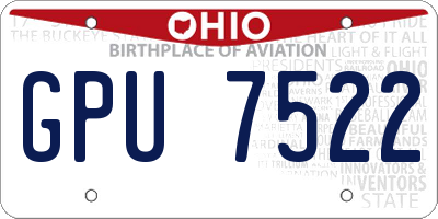 OH license plate GPU7522