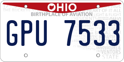 OH license plate GPU7533