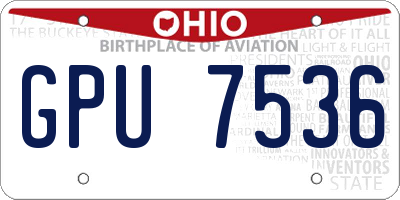 OH license plate GPU7536