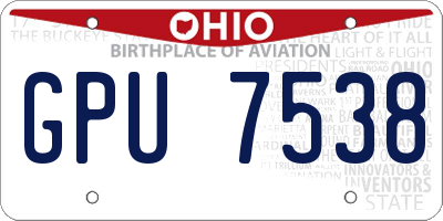 OH license plate GPU7538