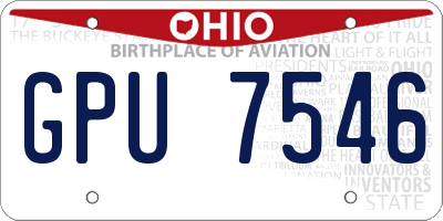 OH license plate GPU7546