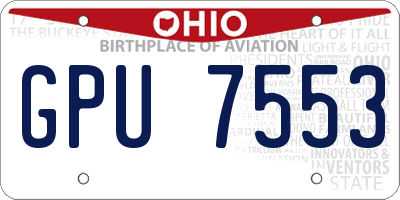 OH license plate GPU7553