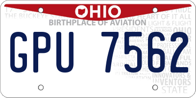OH license plate GPU7562