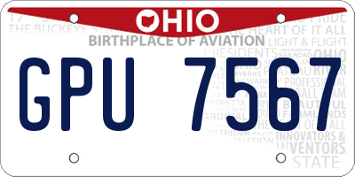 OH license plate GPU7567