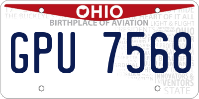 OH license plate GPU7568