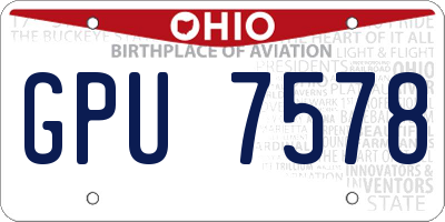 OH license plate GPU7578
