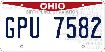 OH license plate GPU7582