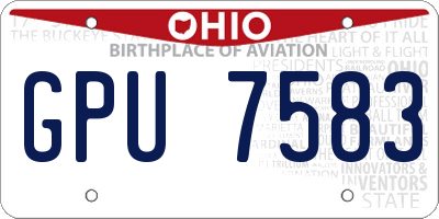 OH license plate GPU7583