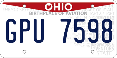 OH license plate GPU7598