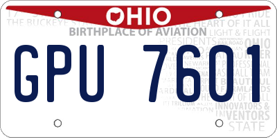 OH license plate GPU7601
