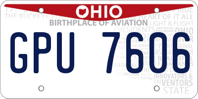 OH license plate GPU7606